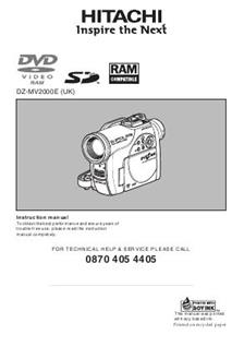 Hitachi DZ MV 2000 E manual. Camera Instructions.